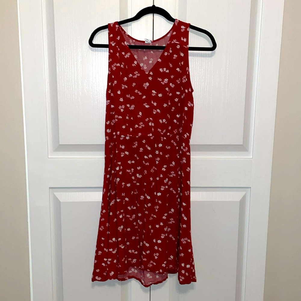 Red floral tank dress